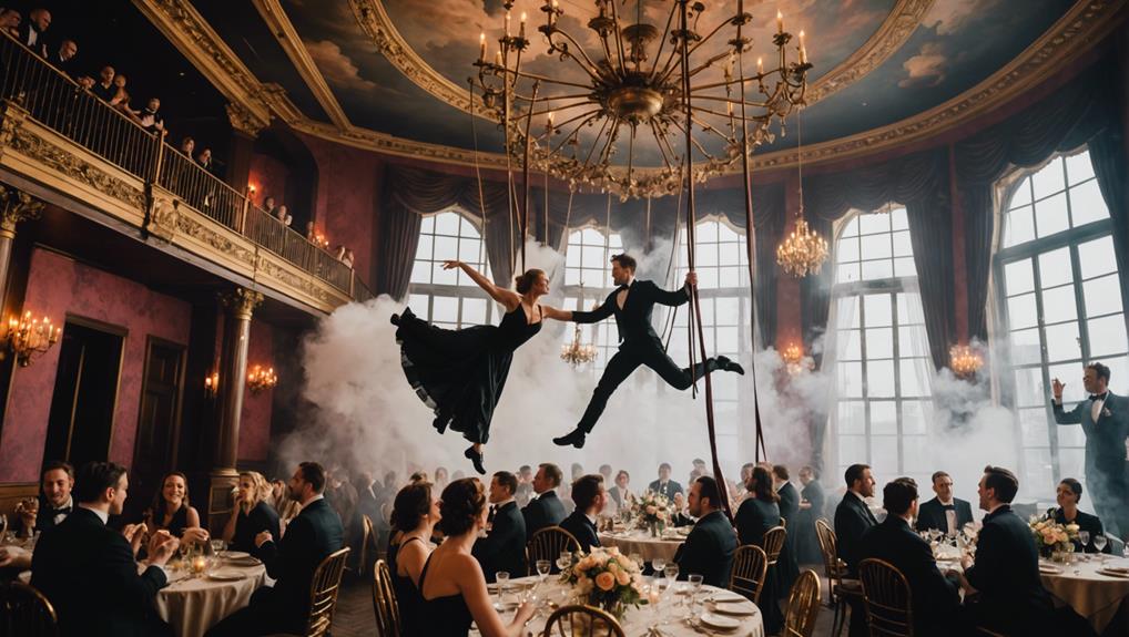 chocolate and aerialists perform